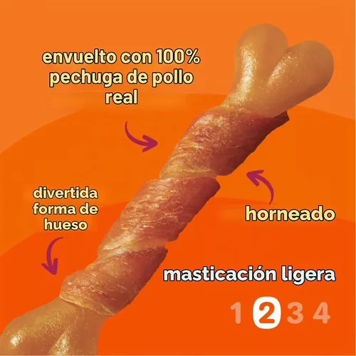 Vista 3 de Oinkies - Golosinas masticables duraderas para perros envueltas en pollo, 25