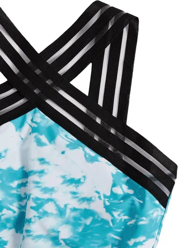 Vista 4 de MakeMeChic Traje de baño de una pieza con diseño de teñido anudado para mujer