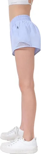 Vista 3 de Aurefin Pantalones cortos deportivos para niñas, pantalones cortos ligeros para correr para adolescentes, niñas, pantalones cortos deportivos