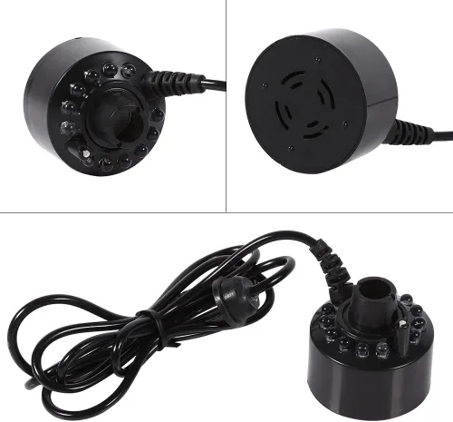 Vista 7 de Fdit Mini fabricante de niebla 24 V cambio de color 12 LED Mister Fogger fuente de agua estanque niebla hine atomizador humidificador de aire niebla