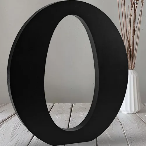 Vista 23 de AOCEAN Letras de madera negra de 12 pulgadas Letras de madera sin terminar para Halloween Letras decorativas de pie Rebanadas Tablero