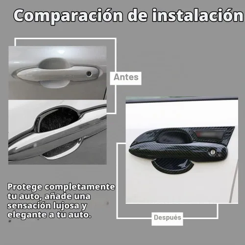 Vista 4 de 8 piezas ABS negro brillante automotriz cubierta exterior de la manija de la puerta cubierta del cuenco protector de la puerta exterior decoración