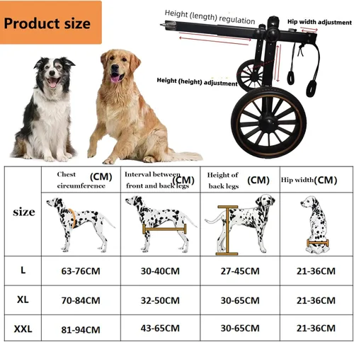 Vista 2 de Back Legs Dog Wheelchair, Adjustable Dog Carts with 2-Wheels for Small/Large Doggy, Lightweight Pets Back Limb Walking Mobility Aids, Pet