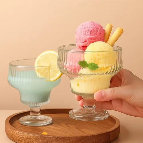 Vista 4 de ZAVOOS Paquete de 6 cuencos de vidrio para helado, tazas de postre vintage