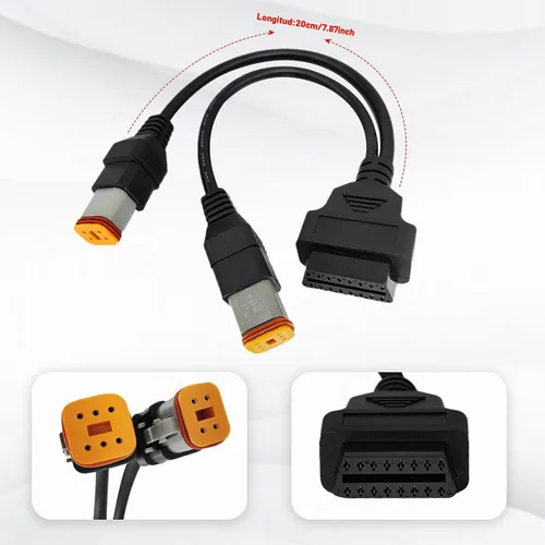 Vista 5 de Cable de diagnóstico Obd2 para Harley 4 pines 6 pines 2 en 1 Adaptador de escáner OBD para motocicleta, conector OBD2 funciona con herramienta