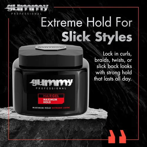 Vista 2 de Gummy Gel profesional para el cabello para hombres y mujeres – Gel de peinado de fuerte sujeción para looks de espalda resbaladiza, rizos, trenzas