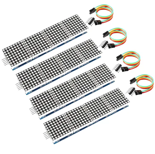 Vista 7 de Pantalla de matriz de puntos FC16 4 en 1 32x8 con chip MAX7219 - Compatible con Arduino, ESP32, ESP8266, Raspberry Pi, MicroPython - Módulo