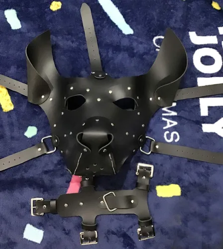 Vista 4 de Máscara de perro hecha a mano de cara completa cosplay steampunk accesorios de disfraz de Halloween