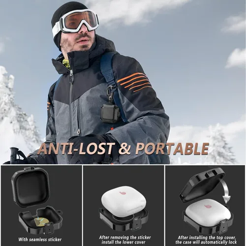 Vista 4 de con Bloqueo de Seguridad de Fibra de Carbono para Funda Protectora de Beats Fit Pro 2021, Protector Beat Fit Pro 2 Absorbente de Impactos