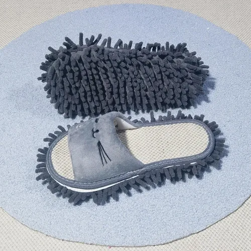 Vista 4 de Moorfowl Pantuflas de microfibra de chenilla de gato desmontables