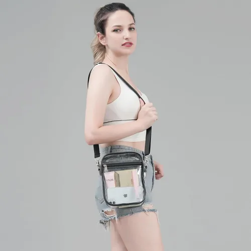 Vista 2 de COVAX Bolso cruzado transparente, aprobado por estadios para conciertos, festivales