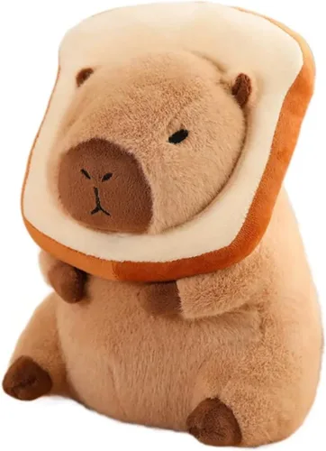 Vista 14 de Peluche de Capibara con Sombrero de Cumpleaños Azul y Lazo de 9 Pulgadas, Lindo Animal de Peluche Suave para Fiestas, Decoración de Fiesta, Juguetes