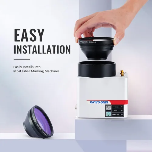 Vista 2 de OMTech Lente F Theta para grabador láser de fibra, lente de escaneo Sino Galvo de 2.756 in para máquina de marcado láser de fibra de 1064 nm