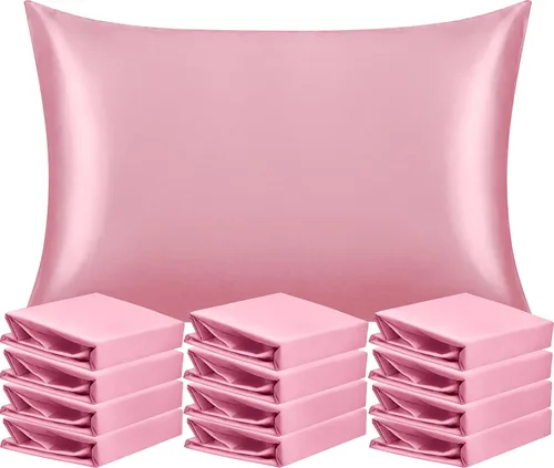 Vista 38 de NTBAY Paquete de 2 fundas de almohada estándar de satén para cabello y piel, lujosas y sedosas fundas de almohada con cierre de sobre, 20 x 26