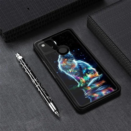 Vista 1158 de Compatible con Google Pixel 4A 5G Mobile Case Creative Acrylic Panel trasero Silicona Protección Grip especialmente diseñado para Google Pixel 4A 5G