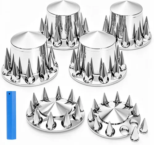 Vista 10 de Kits completos de cubierta de eje delantero y trasero de plástico ABS cromado con cubiertas de tuerca de brida de 33 mm y tapa central extraíble