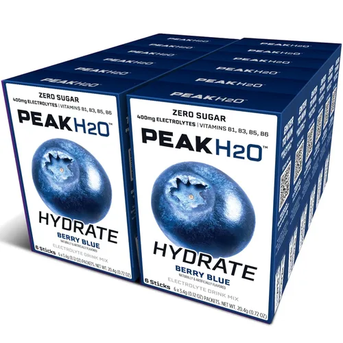 Vista 5 de PeakH20 Paquetes de hidratación en polvo de electrolitos Mora 72 porciones Paquetes de sabor de agua sin azúcar para recuperación