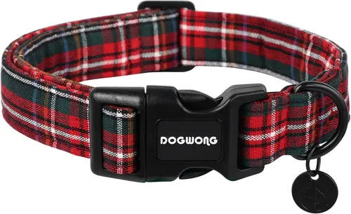 Vista 48 de DOGWONG Collar de Algodón para Perro, Collar para Perro de Cuadros Azules Resistente, Collar Suave y Duradero para Perro Macho, Lindo Collar de A