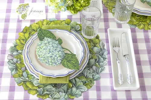 Vista 3 de Hydrangea - Manteles individuales redondos de papel, manteles individuales desechables para mesa de comedor para la temporada de primavera y verano