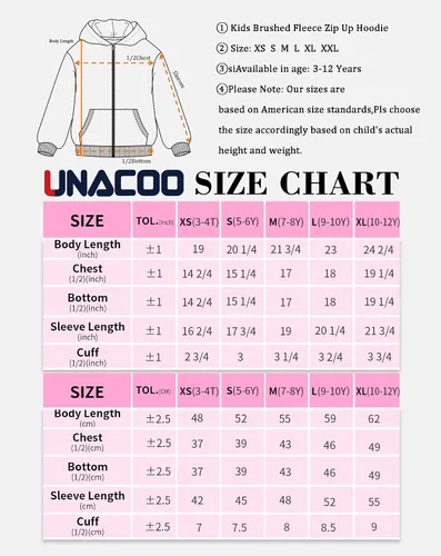 Vista 6 de UNACOO Sudadera con capucha y cremallera para niñas y niños pequeños con capucha y cremallera (edad 3-12 años), Multi