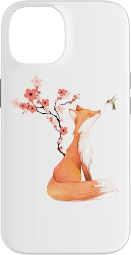 Vista 4 de The Cute Fox and Hummingbird Cherry Blossom Flower Present Case for iPhone 17