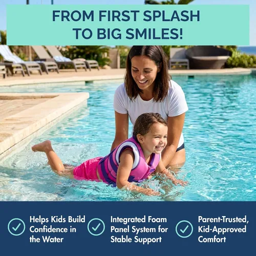 Vista 2 de Limmys Chaleco de natación para niños pequeños y niños: panel de espuma integrado, certificado CE, diseño galardonado aprobado por los padres