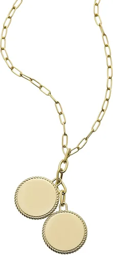 Vista 3 de Fossil Collar de cadena con dije de acero inoxidable grabado chapado para mujer
