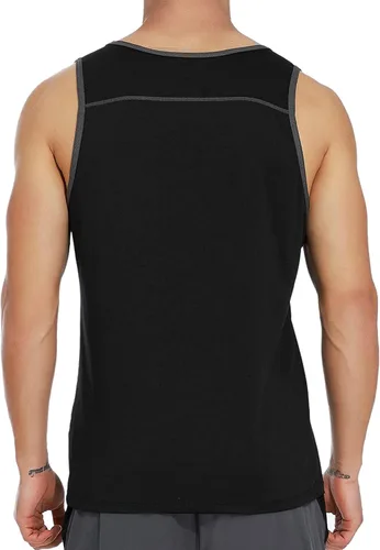 Vista 3 de EZRUN Camiseta deportiva sin mangas y de secado rápido para hombre, para hacer ejercicio, entrenar, fitness, correr, trotar, deportes, gimnasio