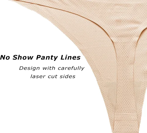 Vista 5 de CRISAN Tangas sin costuras para mujer, ropa interior de nailon para mujer, paquete de 6