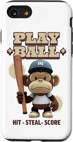 Vista 13 de Camiseta de béisbol divertida para iPhone 15, estuche PLAY BALL Slugger