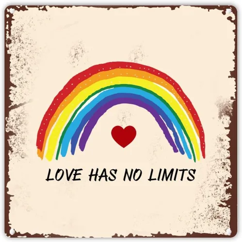 Vista 12 de UFunhome Letrero de hojalata con texto en inglés «Love Has No Limits Only People D», letrero de hojalata de pared con texto en inglés «Love Has No