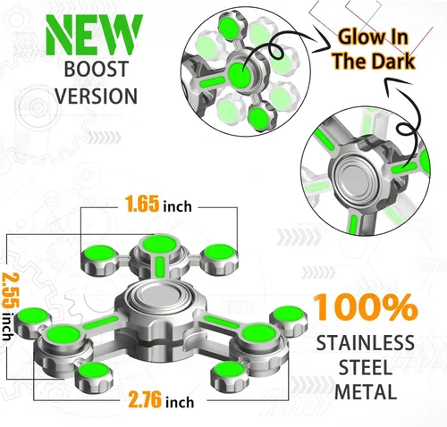 Vista 2 de Dilabnba Infinity Gear Fidget Spinners juguete para niños y adultos, juguete de metal fresco para aliviar el estrés, antiansiedad, luz que brilla