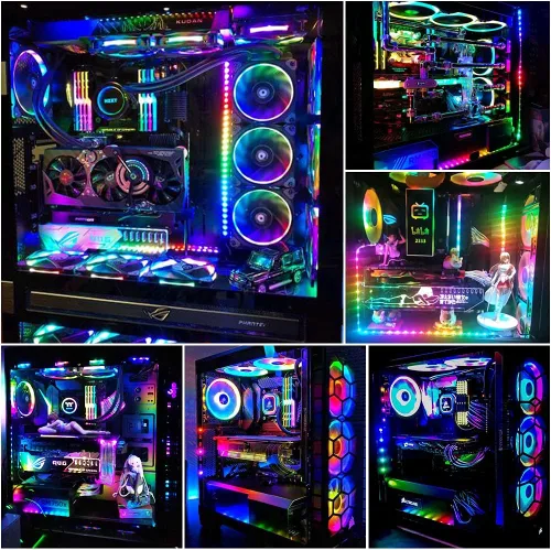 Vista 6 de Tira LED magnética NEON direccionable RGB para PC, tira ARGB de silicona difusa flexible de 4 x 13.7 pulgadas para cabezal LED de 5 V y 3 pines
