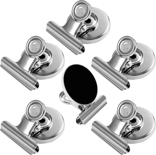 Vista 11 de VNDUEEY Paquete de 6 imanes para refrigerador, imanes para refrigerador, clips magnéticos negros, imanes para pizarra blanca, clips magnéticos