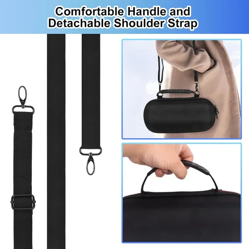 Vista 3 de Funda portátil para altavoz JBL Pulse 5, bolsa de transporte dura, funda de viaje impermeable con correa para el hombro y asa - negro