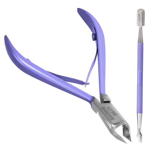 Vista 11 de Cortador de Cutículas Profesional de Acero Inoxidable Alicates de Cutículas con Cuchillas Afiladas y Doble Resorte Cortaúñas de Cutículas Negro Pack
