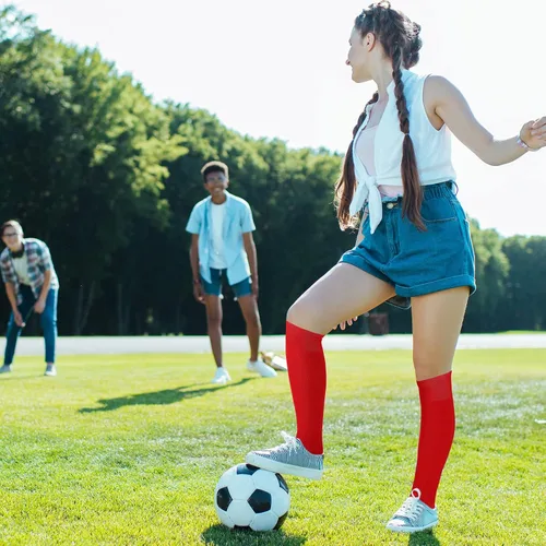 Vista 5 de Jiuguva 20 pares de calcetines de compresión de fútbol de béisbol calcetines de fútbol atlético para mujeres, hombres, adultos y jóvenes
