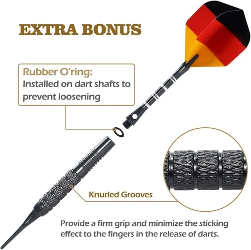 Vista 4 de 12 Pack Soft Tip Darts - Plastic Tip Darts 18 Grams with 100 Extra Dart Tips, Dart Flight Protector, Aluminum Shafts and Rubber O-Rings