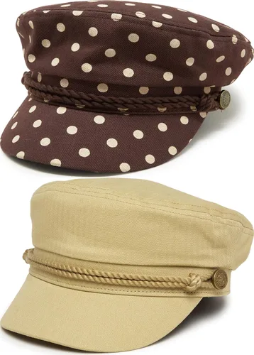 Vista 17 de Funky Junque Gorra de pescador griego, gorra de algodón para panaderos Floral - Denim
