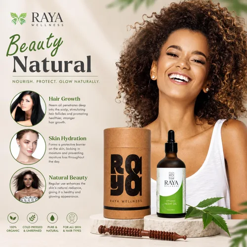 Vista 4 de Aceite de neem orgánico USDA - Prensado en frío, sin refinar - Botella de vidrio - 3.4 fl oz (3.4 fl oz)