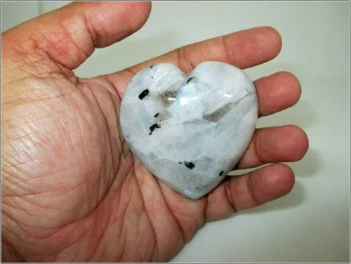 Vista 6 de Jet Rainbow Moonstone - Libreta con forma de corazón, sin piedras, para terapia de cristal, espiritual, curación de chakra, equilibrio de energía