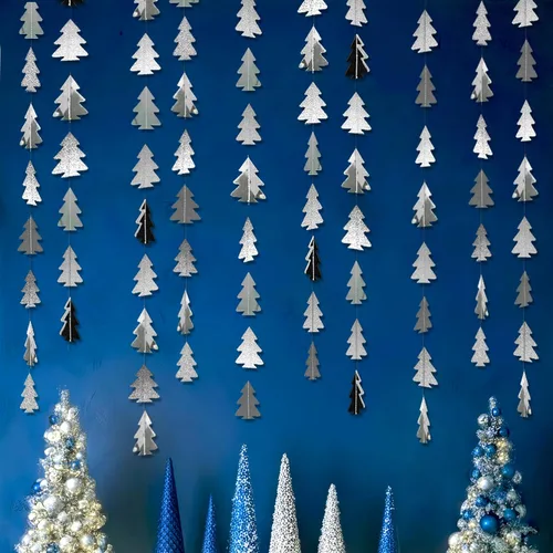 Vista 8 de Kit de guirnalda de árbol de Navidad de papel brillante para decoración de fiesta en el hogar (marrón)
