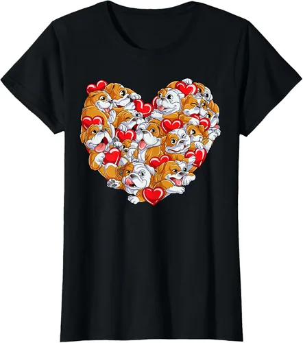 Vista 34 de Camiseta inglesa para el día de San Valentín con diseño de corazón y perro amante de los niños Negro