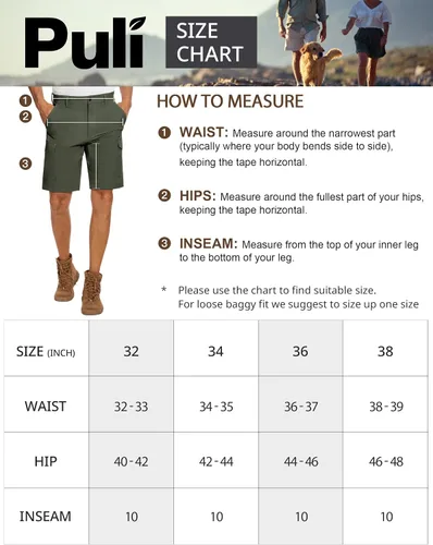 Vista 7 de PULI Pantalones cortos de golf para hombre, elásticos, casuales, ligeros, de secado rápido, con bolsillos