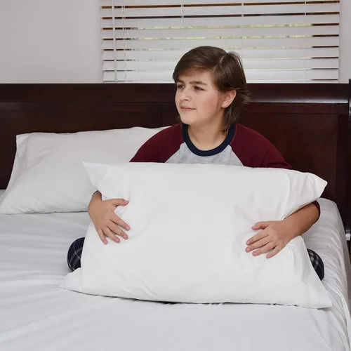 Vista 3 de Pacific Linens Fundas de almohada de mezcla de algodón blanco, calidad de hotel de 20 x 30 pulgadas, paquete de 2 fundas de almohada