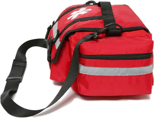 Vista 8 de Bolsa de primeros auxilios, bolsa médica vacía para trauma, organizador de bolsa de primeros auxilios, bolsa de transporte de hombro EMS/EMT, 13 x 9