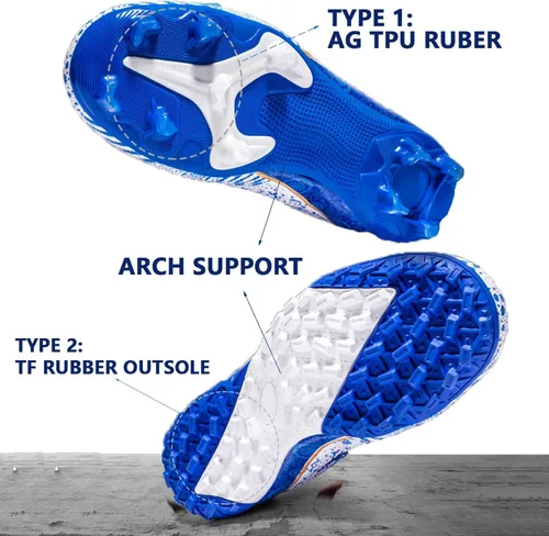 Vista 4 de HESBITEUL Zapatos de fútbol cómodos para hombre, para exteriores, interiores, para niños, para estudiantes de fútbol, zapatos deportivos de alta