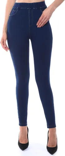 Vista 2 de AmélieBoutik Leggings de mezclilla ajustados de cintura alta para mujer