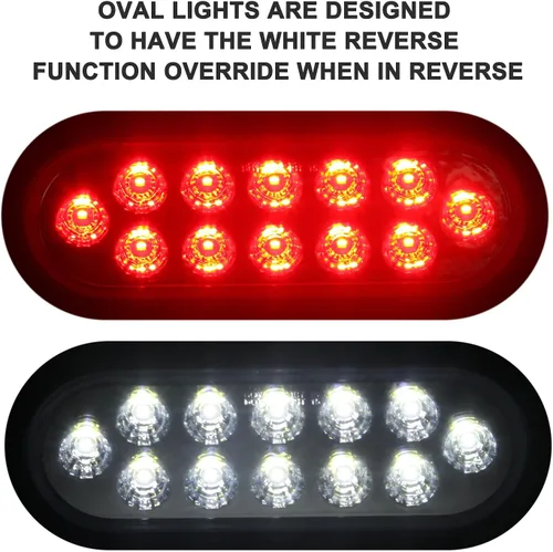 Vista 3 de Partswcgg 4 Piezas Luces Traseras Ovaladas Rojas de Parada/Giro de 6" a Luces de Reversa Blancas 12 LED, Luces Traseras Duales Redondas