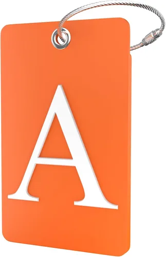 Vista 49 de Etiqueta de equipaje con inicial, totalmente flexible, con aro de acero inoxidable, letra G